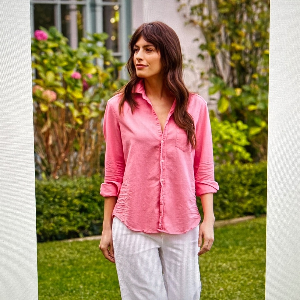 Frank & Eileen “EILEEN “ Relaxed Button-Up Shirt Pink Coral Size M